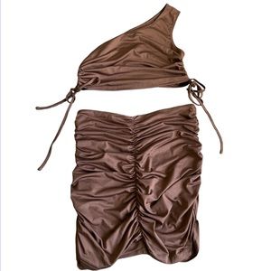 SHEIN brown two piece skirt and shirt. (L)